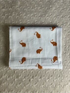 Medline Orange Elephants Hospital Receiving Blanket White Cotton Blend